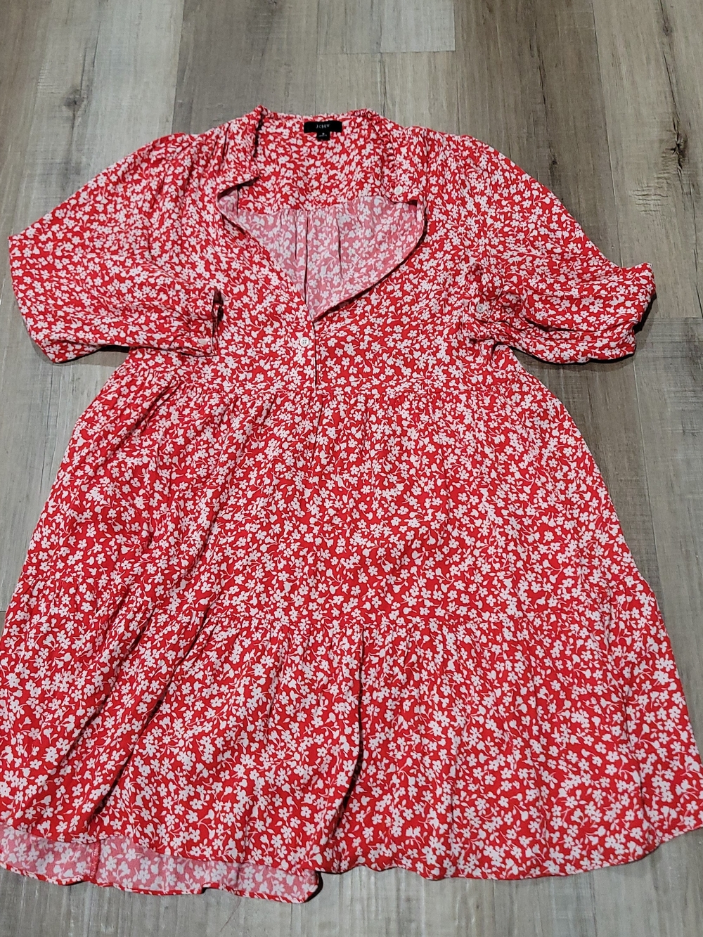J. Crew Red & White Floral Midi Dress